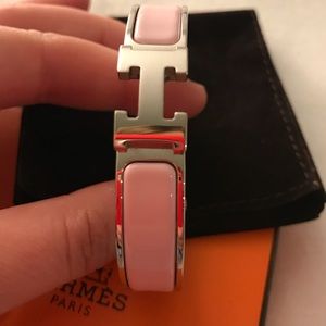 Hermès H BRACELET, silver & light pink